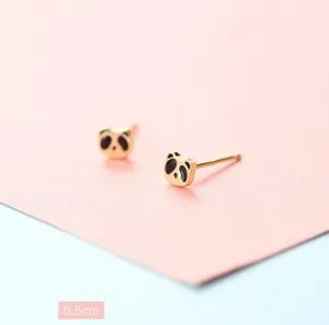 Authentic Tiny Panda Adorable 14k Gold Plated Raccoon Stud Earring