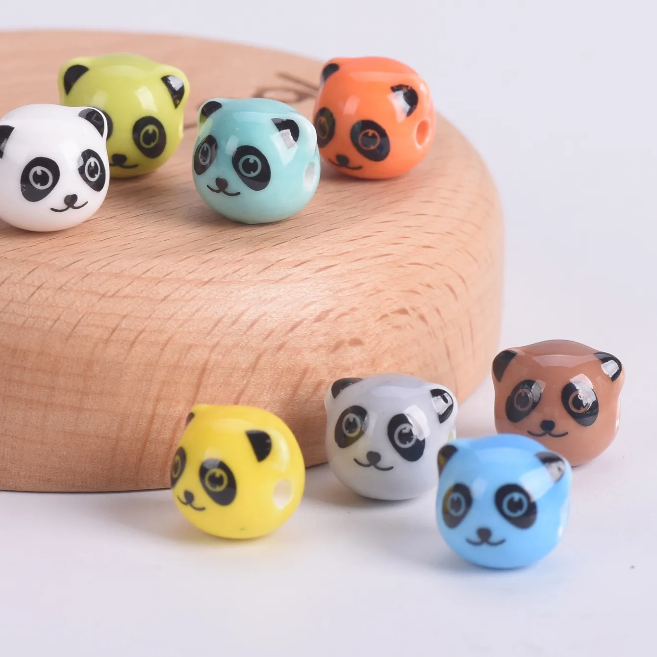Authentic 10pcs Panda Head Shape 12mm Handmade Ceramic Porcelain Loose Beads For Jewelry Making DIY Crafts Findings Accessories