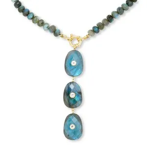 Authentic The Aurora Veil: Gold-Plated Labradorite and White Zircon Talisman