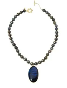 Authentic Rarities 22K Gold-Plated Labradorite Faceted Beaded Toggle 20" Drop Necklace