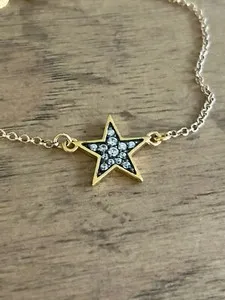 Authentic Rarities Carol Brodie 18K Gold Plated Sterling Silver & Zircon Star Bracelet