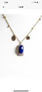 Authentic Rarities Gold Plated Sterling Silver Lapis Spinel Diamond Charm Necklace 18"