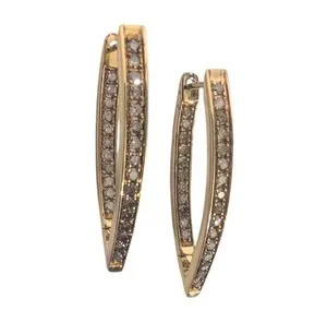Authentic Rarities Gold Plated Champagne .5 CT Diamond Teardrop Hoop Earrings-Pierced-$330