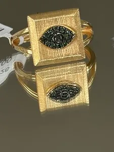 Authentic Rarities Carol Brodie Gold Plated Silver Pave Green Diamond Talisman Ring 7 NWT