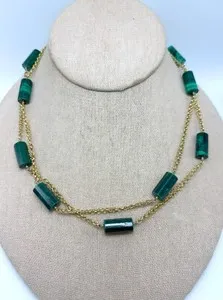Authentic Radiant Malachite and Golden Elixir Barrel Bead Talisman