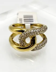 Authentic RARITIES Eternity Gold-Plated Pavé White Zircon Band Ring - Size 8 - NWT