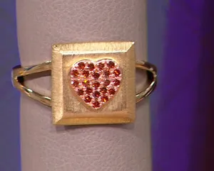 Authentic Rarities Carol Brodie Gold Plated Red Diamond Talisman Heart Ring 8 NWT