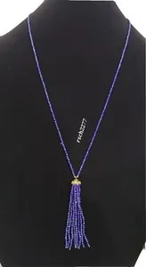 Authentic Rarities Gold-Plated Sterling Silver Blue Lapis Lazuli Rondelle Tassel Necklace