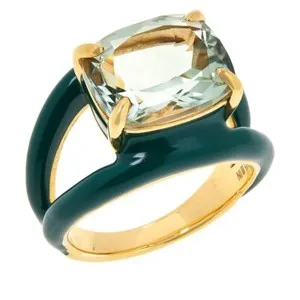 Authentic Prasiolite Moonheart Ring - Gilded Harmony of Earth and Starlight