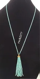 Authentic Rarities Gold-Plated Sterling Silver Blue Amazonite Rondelle Tassel Necklace-NWT