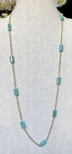 Authentic Rarities Gold-Plated Sterling Silver Barrel-Cut Amazonite Bead Necklace - NWT