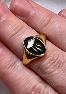 Authentic Little Rooms Cloud Signet Gold Plated Sterling Silver Ring Size 7 Lightning