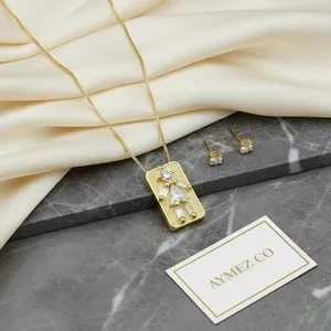 Authentic Gold-plated Little Girl Pendant Necklace with Cubic Zirconia