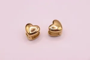 Authentic Pair of Little Gold-Plated Heart Earrings Pierced Clip Style-