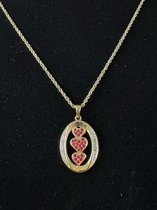 Authentic The Eternal Bond: 14k Gold-Plated Ruby Heart and Diamond Amulet