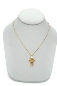 Authentic Mystical Guardian of Innocence: Gold Plated Sterling Silver Cubic Zirconia Boy Pendant