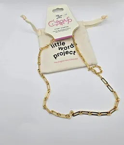 Authentic Little Words Project 14 k Gold Plated Link Chain Necklace Lobster Closure Metal