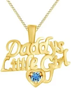 Authentic Daddys Little Girl Pendant Necklace Simulated Birthstone 14K Yellow Gold Plated