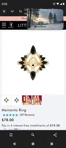 Authentic Little Rooms 18kt Gold Plated Ring Size 8