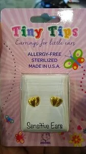 Authentic STUDEX Tiny Tips Gold Plated Double Hearts Stud Earrings for Little Ears