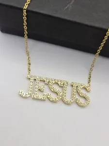 Authentic Pretty Little Patriot Jesus CZ 18k Gold Plated Necklace Waterproof 16"