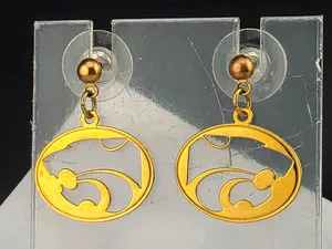 Authentic Little 1" Vintage Penn State University Panther Cat Earrings Gold Plated