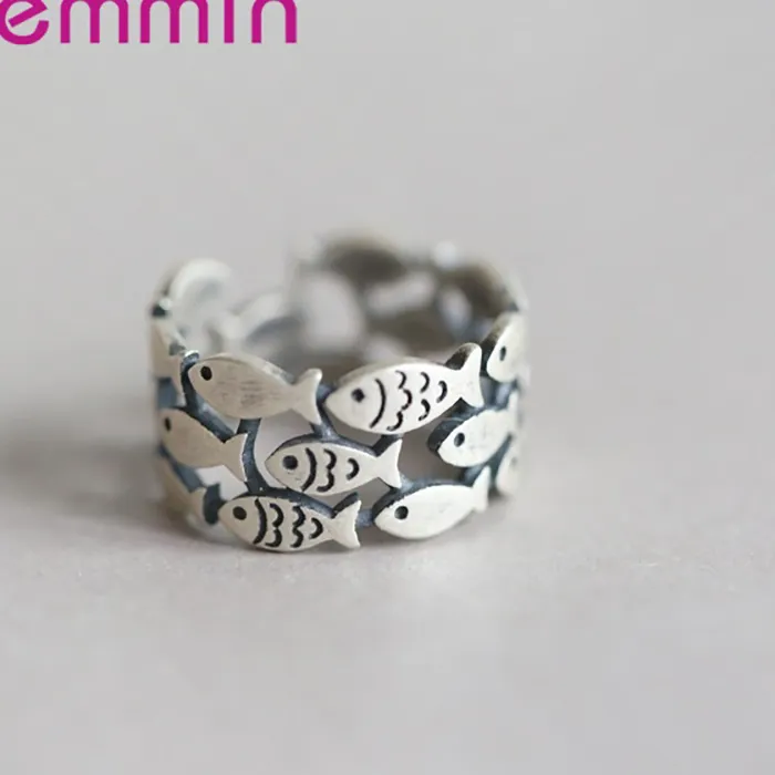 Authentic Celestial Minnows: Open-Finger Silver Rings for Women & Girls