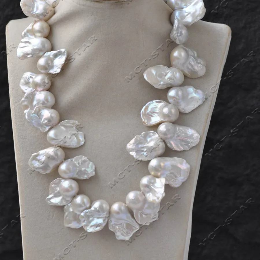 Authentic Mtc Star Rare 19 31Mm White Baroque Keshi Reborn Pearl Necklace Custom Jewelry Z13787