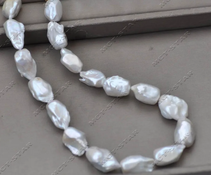 Authentic 19 Inch 25Mm White Baroque Keshi Reborn Pearl Necklace Z13251 Elegant Round Shape Freshwater Pearl Jewelry Accessory