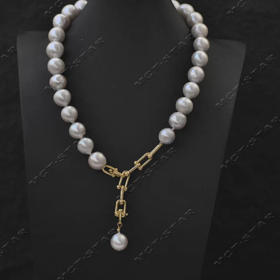 Authentic Z14435 HUGE 19'' 16mm White Round KESHI Edison Pearl Necklace Pendant