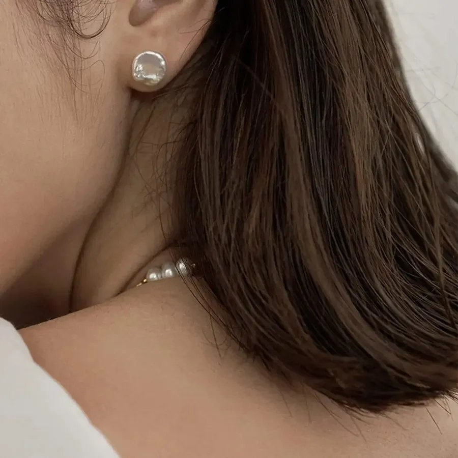 Authentic Hengsheng 7-8mm Baroque Freshwater Pearl Stud Earrings S925 Sterling Silver Keshi Pearl Earrings for Women Jewelry 2025
