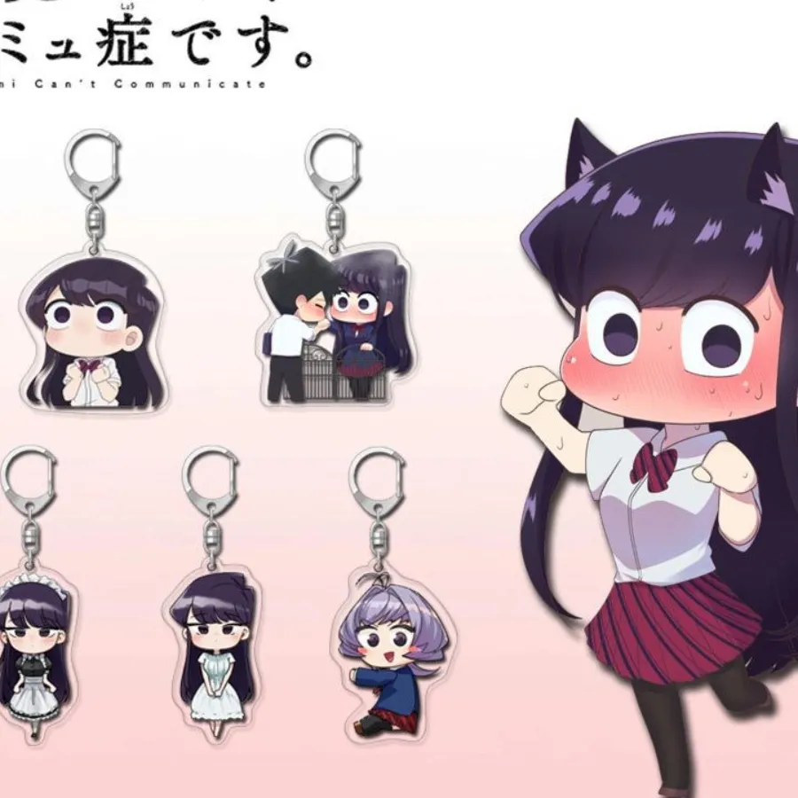 Authentic Anime Keychain Komi San Wa Komyushou Desu Women's Komi Shoko Keyring Men's Acrylic Accessories Cute Kawaii Couple Pendant