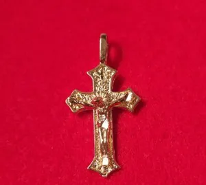 Authentic 14KT GOLD PLATED JESUS CROSS CRUCIFIX CHARM PENDANT - 3543B