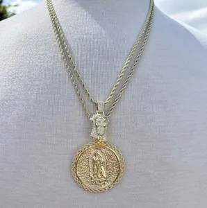 Authentic 14k Gold plated Two Rope Chains With Crucifix And Jesus Pendant