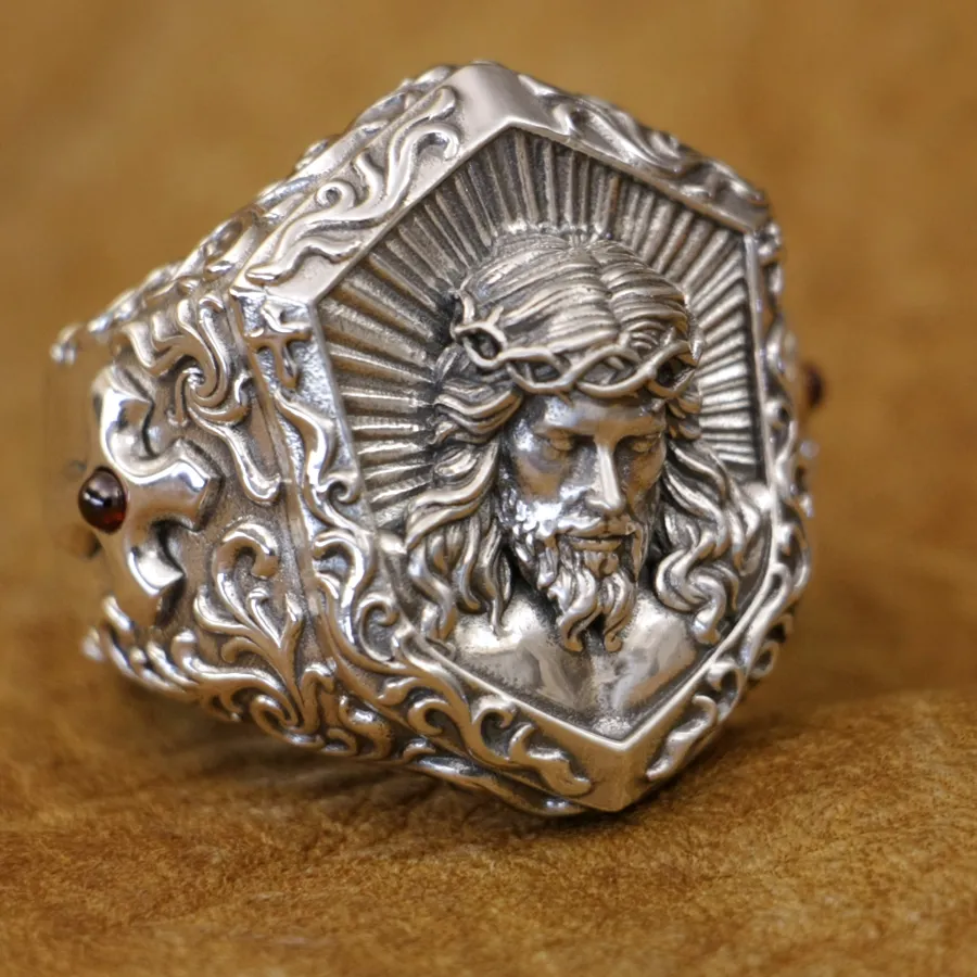 Authentic The Suffering Savior: Sterling Silver Biker Talisman of Endurance