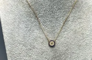 Authentic Celestial Azure Disc Pendant in Rose Gold Plated Sterling Silver with Blue Topaz and CZ