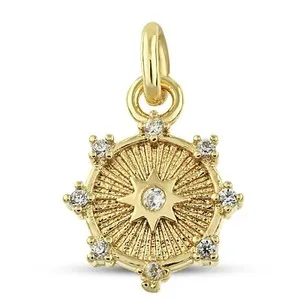 Authentic Sunshine Disc Charm - Gold Plated Mini Cubic Zirconia Charm