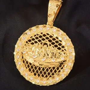 Authentic Celestial Supper Disc – 18k Gold‑Plated Zircon Amulet