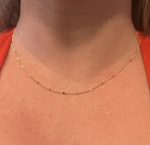 Authentic Gold Plated Station Necklace Delicate Disc Chain Minimalist Everyday Layering