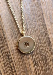 Authentic Bryan Anthony's Gold Plated Pause Disc Shape Pendant Necklace