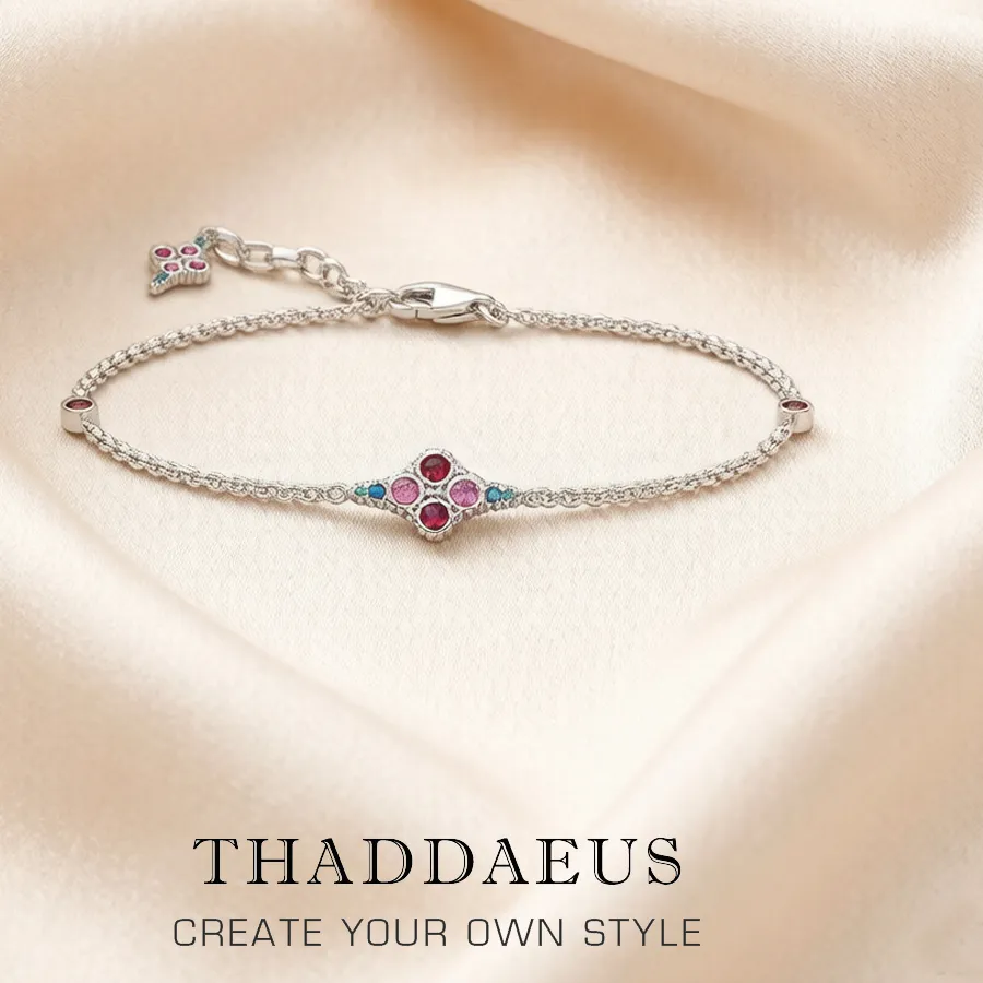 Authentic Magnificent Ornamentation Bracelet Spring Link Chain 925 Sterling Silver Jewelry Victorian Style Colourful For Women