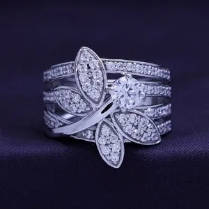 Authentic 2.38 Ct Dragonfly Engagement Ring Simulated Diamond 14K White Gold Plated