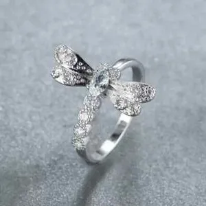 Authentic The Gilded Dragonfly: 1.20CT Moissanite Metamorphosis Talisman in 14K White Gold Plated Brilliance