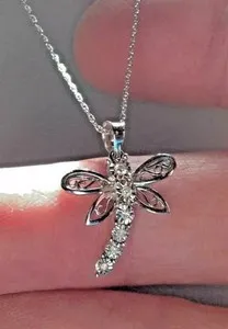 Authentic Mystic Dragonfly's Embrace: A Lab-Created Diamond Pendant of Enchanted Protection