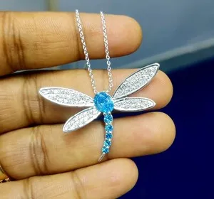 Authentic Blue Topaz Dragonfly Pendant - Enchanted Flight of Spirit and Protection