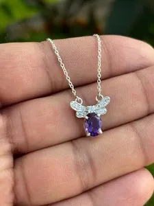 Authentic The Etheric Dragonfly Amethyst Talisman in 14k White Gold Finish