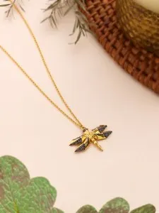 Authentic 14k Gold Plated 925 Sterling Silver Mystic Dragonfly Empowering Womens Pendant