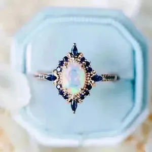 Authentic Simulated 2.5Ct Fire Opal Women's Wedding Cocktail Ring 14k Yellow Gold Plated