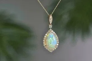 Authentic 1.50Ct Pear Simulated Fire Opal Halo Pendant 18"Necklace 14k Yellow Gold Plated