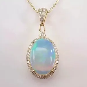 Authentic 3.00Ct Oval Cut Simulated Fire Opal Halo Pendant 14K Yellow Gold Plated Silver